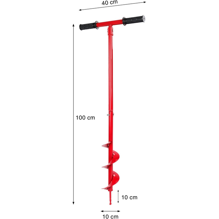 Ручний шнек Grafner для отворів до Ø 100 мм, для надзвичайно високих навантажень, виготовлений з міцної сталі, великий шнек, нековзні ручки, ідеально підходить для стовпів огорожі, рослин, дерев, чагарників, шнек для земляних ям