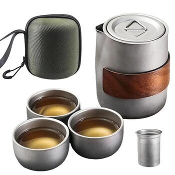 Китайський чайний набір з 3 чашками, чашками та місцем для зберігання чаю, портативний чайний набір з футляром, двошаровий