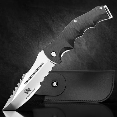 Дворучний складаний ніж Wolfgangs UNDIQUE з високоякісної сталі 440C - ЛЕГАЛЬНИЙ для носіння в Німеччині - Туристичний ніж з багат