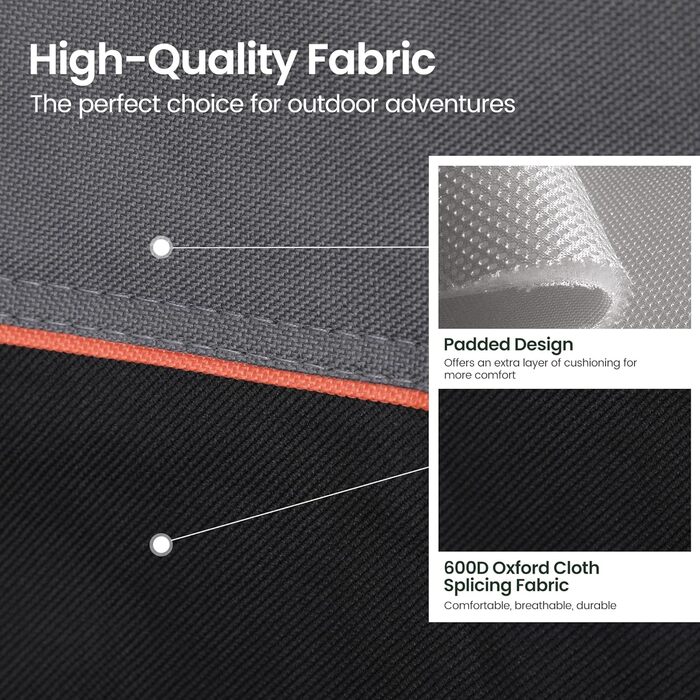 Складане крісло для кемпінгу HIGH POINT SPORTS, комплект з 2 шт. , витримує до 102 кг, крісло для кемпінгу, розкладне крісло з підсклянниками, розкладне рибальське крісло з підлокітниками, вуличне крісло, чорне