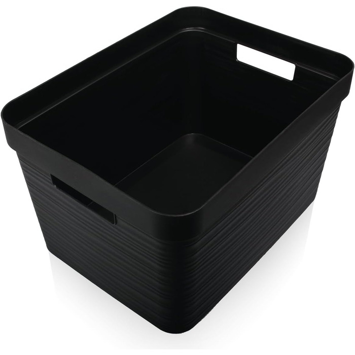 Набір із 6 ящиків для зберігання Stimo об&39ємом 30 л, пластикові кошики для зберігання з ручками, для полиць у ванній кімнаті, органайзери (чорний, набір із 6 предметів 30 л) Чорний набір із 6 предметів 30 л