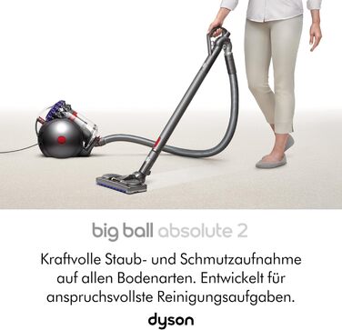 Пилосос Dyson Big Ball Absolute 2 19 компактних циклонів для максимального збору бруду, для всіх типів підлоги, Iron/Blue