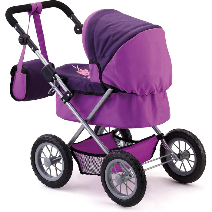 Модна лялькова коляска, регульована по висоті, складна, з сумкою, мотив фея, фіолетова, 67 x 41 x 67 см, 13012AA