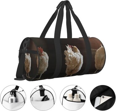 Спортивна сумка для подорожей, дизайн три курки, чорний колір, універсальний розмір