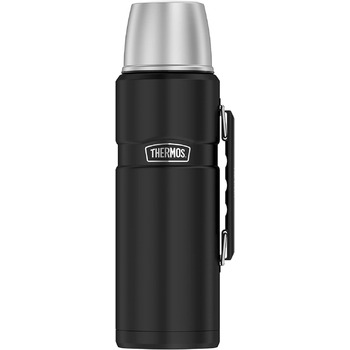 Термос THERMOS STAINLESS KING, матово-чорний, 1,20 л - нержавіюча сталь, герметичний, з чашкою для пиття та ручкою, 12 годин гарячої та 24 години холодної води, можна мити в посудомийній машині, без BPA