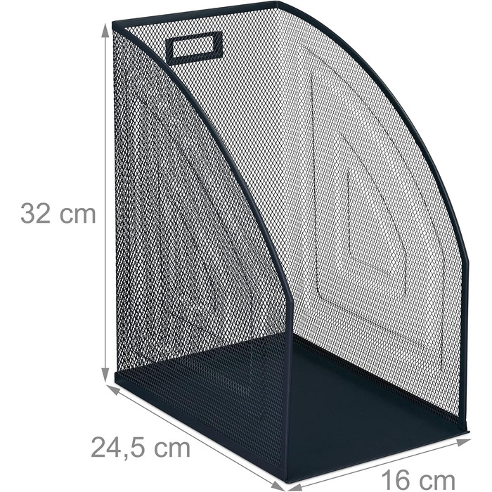 Стоячі файли, DIN A4, сітчастий дизайн, ВхШхГ 32 x 16 x 24,5 см, Офіс і домашній офіс, Папка стояча, Метал, антрацит