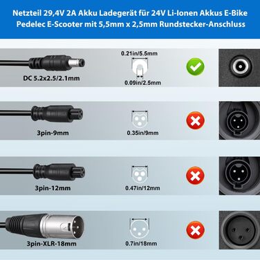 Блок живлення KFD 29,4 В 2 А, зарядний пристрій для 24 В акумуляторів, електричного велосипеда Pedelec, CityBlitz CB049, літієвої батареї Fischer для електровелосипеда ETD-1301 ETH-1301 ECU-1302, складаного адаптера змінного/постійного струму Biria Mifa V