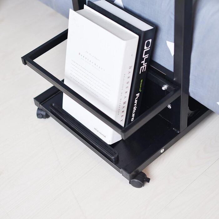 Приставний столик soges, стіл для догляду, комп&39ютерний стіл з регульованою висотою, стіл для ноутбука, стіл для ПК, підставка для ноутбука, підставка для ноутбука з колесами та відділенням для дрібних предметів, чорний