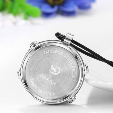 Ювелірні виробиWe Pocket Watch Чоловічий жіночий цифровий кварцовий годинник 30 м водонепроникний Дата Тиждень Календар Будильник Спортивний годинник зі шкіряним намистом Ланцюжок Ланцюговий годинник Подарунок чорний