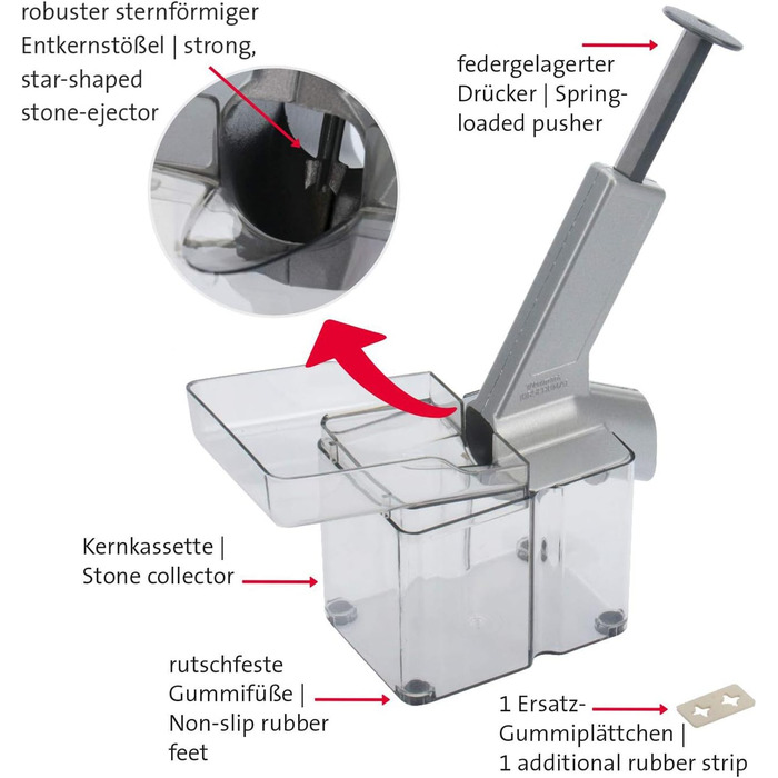 З похилим жолобом і великою серцевиною, пластик/нержавіюча сталь/алюміній, Kirschomat, срібло/чорний/прозорий, 40702260 Kirschomat