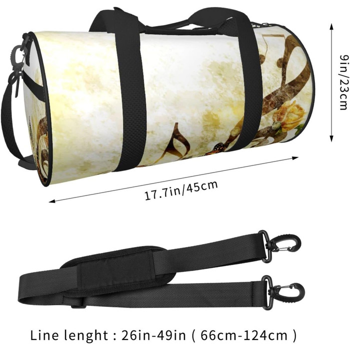 Дорожня сумка-циліндр Музична троянда, романтична спортивна сумка для чоловіків та жінок, сумка-мішок, спортивна сумка