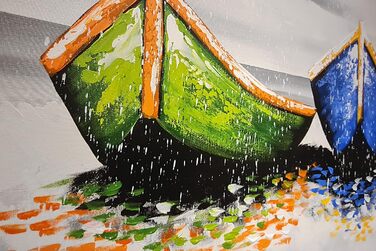 Моніка Мірафьорі I 100 РУЧНИЙ РОЗПИС I Картина Човни на пляжі 120х60 см Картина Ручний розпис Акриловий живопис Дуже великий акрил