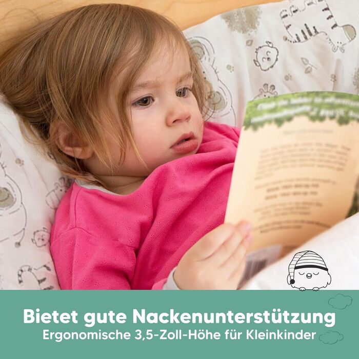 Подушка для малюків з наволочкою - М&39яка дитяча подушка для сну з органічної бавовни - Подушка для малюків, яку можна прати - Дитяча подушка для малюків (KeaSafari)