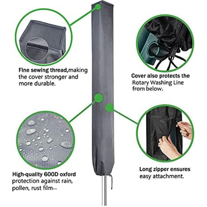 Захисний чохол для ротаційної сушарки, Водонепроникний захисний чохол для світлофорних парасольок з високощільним оксфордським ПВХ