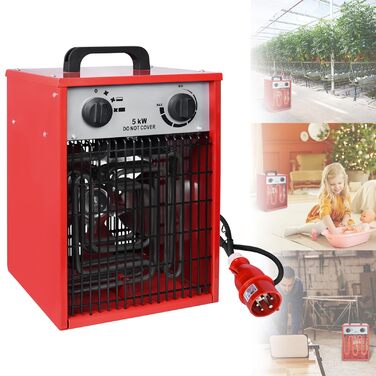 Електричний обігрівач з вентилятором 5 кВт, енергозберігаючий електричний обігрівач з 3 режимами нагріву, професійний промисловий обігрівач із захистом від перевантаження для використання всередині та зовні приміщень (5000 Вт)