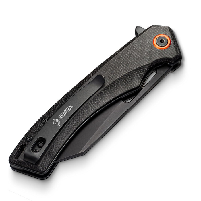 Складаний ніж NedFoss MAMBA, одноручний ніж зі сталі 9CM D2 з рукояткою Micarta, кишеньковий ніж з замком лайнера та шарикопідшипн