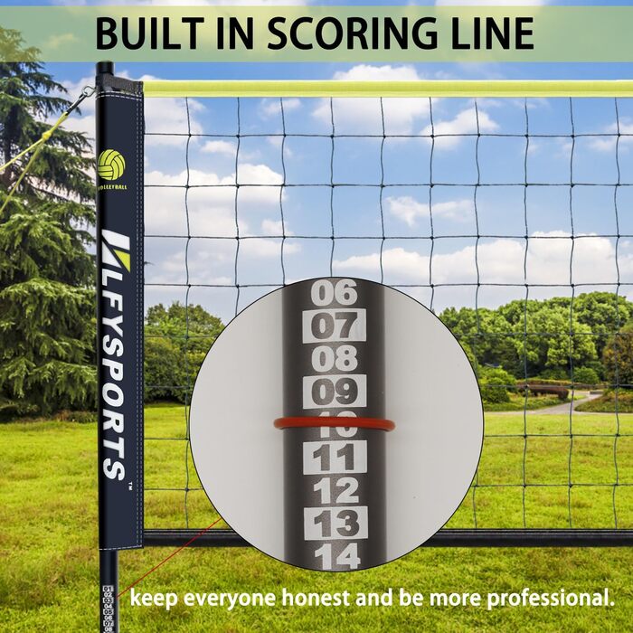 Професійний портативний комплект волейбольної сітки LFYSPORTS (з регульованою висотою, маркерами рахунків, м'ячем та граничними лініями), для пляжу та заднього двору