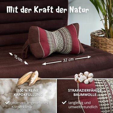 Подушка для шиї livasia з кісткою - Ø 15x32 см - Подушка для шиї у формі кістки, подушка для дивана, подушка для читання з капоком, подушка для саду та балкону, дорожня подушка ручної роботи (бордова)