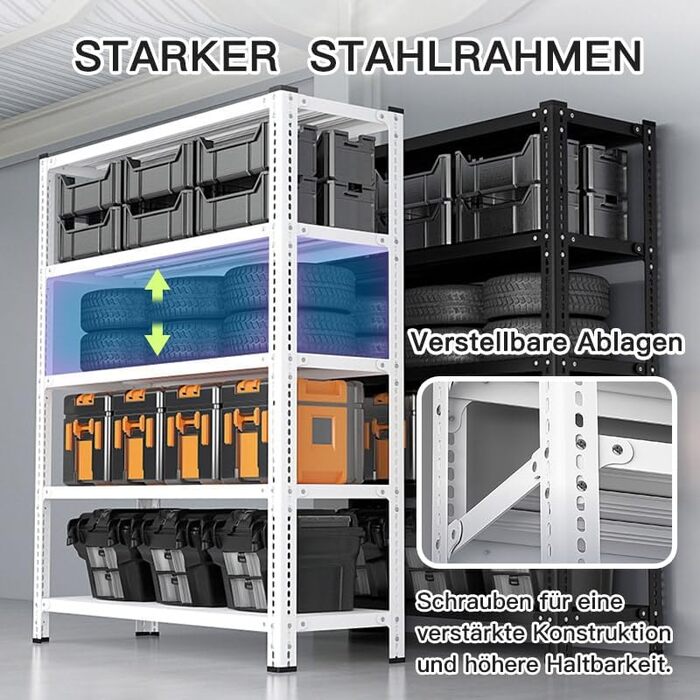 Металевий безригельний стелаж, загальне навантаження 720 кг - 60x30x120 см, 4 полиці (180 кг/полиця) - Чорний 60*30*120*4 Чорний