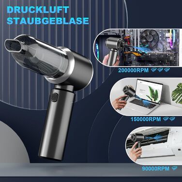 Акумуляторний ручний пилосос 2-в-1, акумуляторний ручний пилосос 18000PA, автомобільний пилосос Потужний, 3-швидкісний 200000 об/х