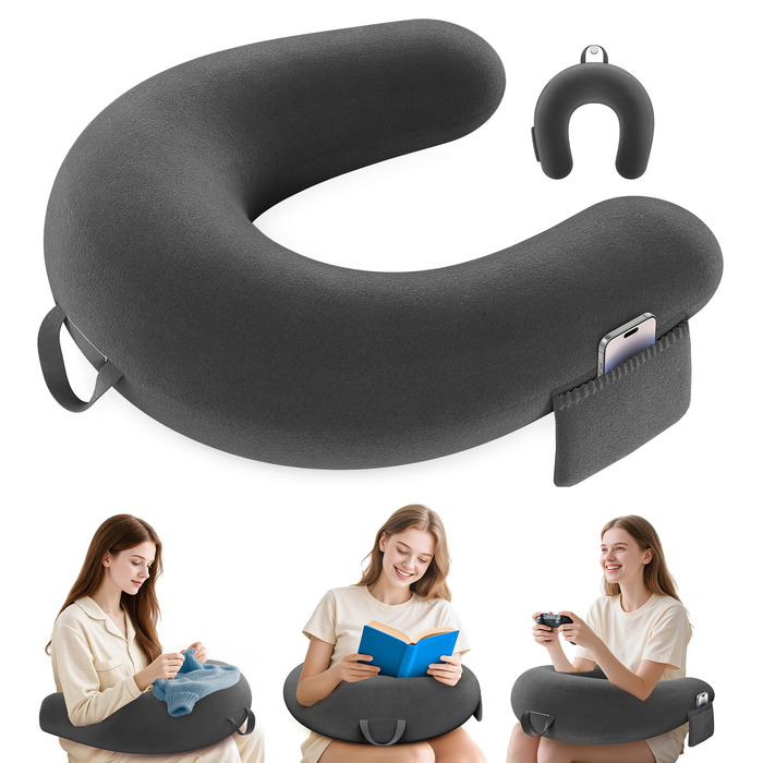 Ігрова та читацька подушка, подушка для читання для сидіння на ліжку/дивані/підлозі, подушка для годування/в&39язання гачком з великою та ергономічною ігровою подушкою, геймерська подушка для iPad/ноутбука - чорна