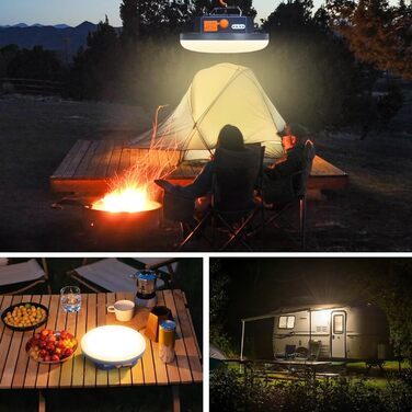 Акумуляторний кемпінговий ліхтар, акумулятор 10000 мАг, підвісний ліхтар для намету 3000 лм, портативний вуличний кемпінговий ліхтар 6500K, вуличний нічний ліхтар для ринку, ліхтар для риболовлі, аварійне освітлення для урагану (тепле)