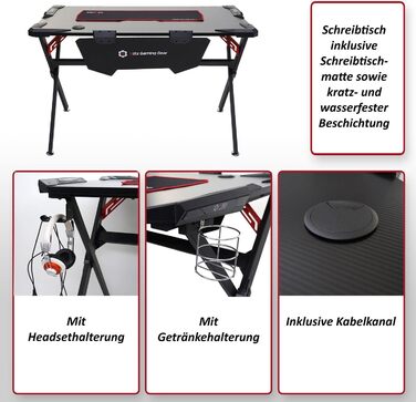 Письмовий стіл Mendler HWC-F11, комп&39ютерний стіл, молодіжний стіл, ігровий стіл, 120x75 см, чорний колір MVG