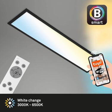 Розумна світлодіодна стельова панель BRILONER Smart Home, сумісна з Alexa, регулювання колірної температури (теплий-холодний білий), 100x25x6,6 см, чорна
