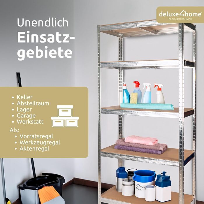 Комплект із 2 міцних стелажів, сріблястий Оцинковані стелажі для підвалу 40x90x180 см Стелажі для зберігання, кожен вантажопідйомністю до 875 кг Сталевий стелаж зі сталевим каркасом та регульованими полицями