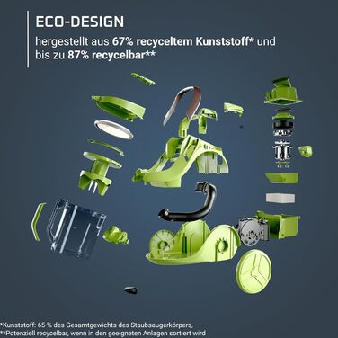 Пилосос без мішка Чорний/теракотовий 500 Вт 2.5 л 68 децибел Будинок, 7C30 Green Force Cyclonic Effitech