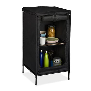 Кемпінгова шафа Relaxdays, 2 полиці, ВxШxГ 87 x 47,5 x 47,5 см, тканина та метал, кемпінгова полиця, місце для зберігання в тенті, сірий