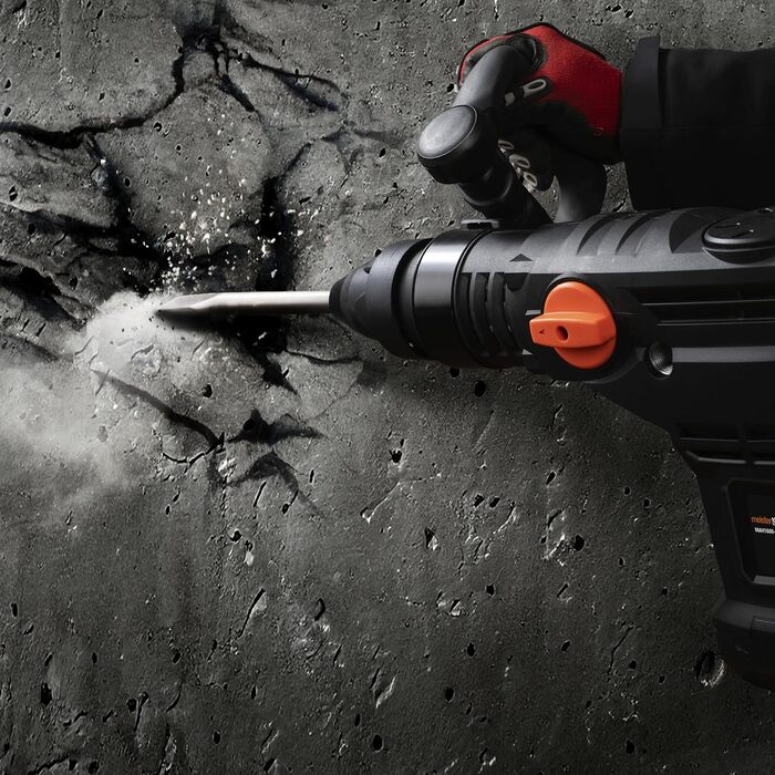Відбійний молоток Meister 1600 Вт, MAH1600-1 - патрон SDS-Max - енергія удару 25 Дж - антивібраційна рукоятка - з плоским та гострим зубилом/відбійним зубилом у кейсі/зубило/молоток / 5453050 MAH1600-1 1600 Вт