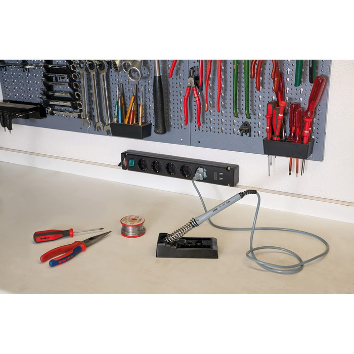 Розетковий подовжувач з функцією зарядки через USB (багаторозеткова розетка з розетками під кутом 90 градусів, подовжувач з вимика