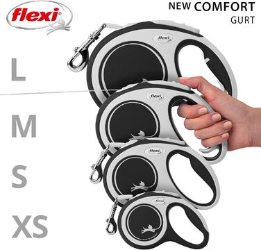flexi® Comfort L Harness 8 м чорний, висувний повідець для собак до 50 кг