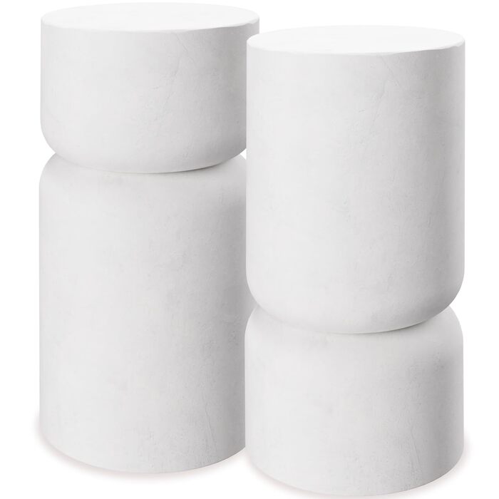 Набір із 2 круглих білих журнальних столиків, круглі приставні столики, естетичний декор кімнати, сучасні меблі для вітальні, спальні, як журнальний столик, приставний столик або тумбочка