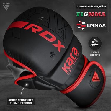 Рукавички RDX MMA для тренувань з греплінгу в бойових мистецтвах, шкіряні рукавички для спарингу Maya Hide Kara, боксерські рукавички для муай-тай, кікбоксингу, фріфайту, рукавички для боксерського мішка (багаторазові), червоні, розмір S/M