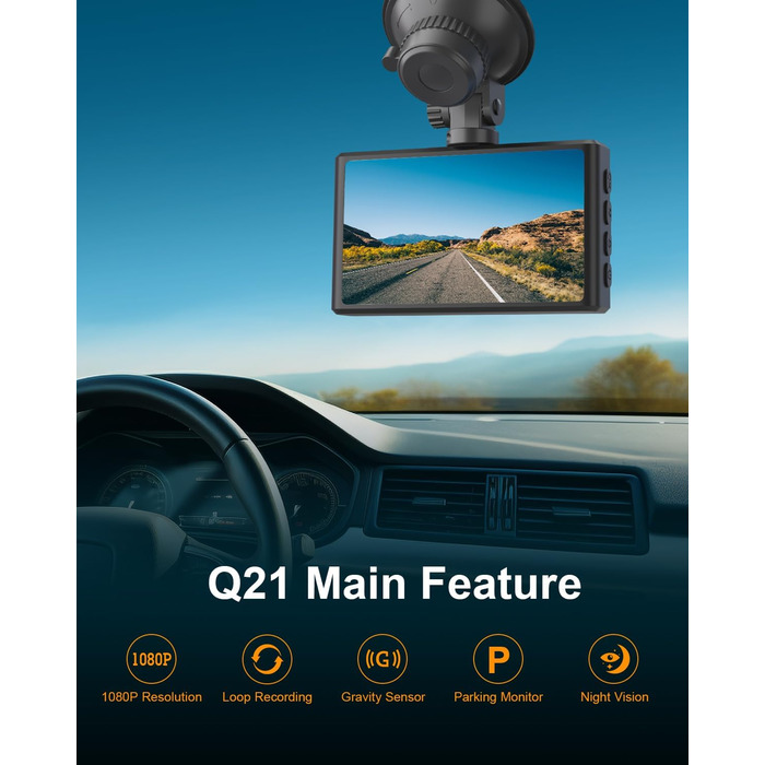 Автомобільна передня, 1080P FHD автомобільна камера, з 64G SD картою, 176 ширококутний відеореєстратор, ІЧ-камера нічного бачення,