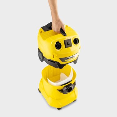 Пилосос для сухого та вологого прибирання Krcher WD 4 P V-20/5/22, пластиковий контейнер, жовтий кабель 5 м, всмоктувальний шланг