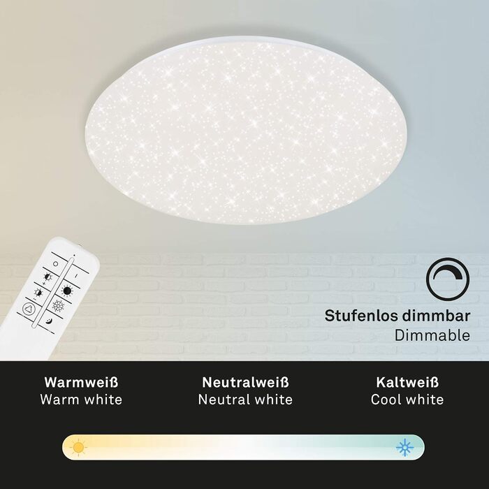 Стеля LED-світильник BRILONER Зоряне небо з пультом керування, регулювання кольору (від теплого до холодного білого), 48,5x7,5 см, білий