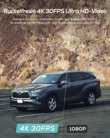 Відеореєстратор передній, 2160P автомобільна камера з картою пам'яті 32GB, нічний відеореєстратор з циклічним записом, G-сенсорне