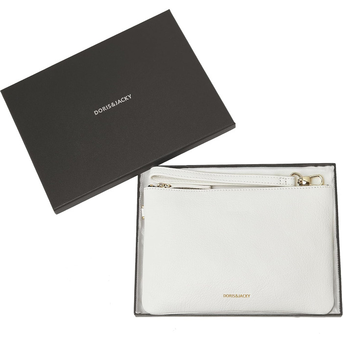 Клатч-гаманець жіночий зі шкіри ягняти, великий, м'який, дизайнерський з ремінцем, колір - світло-бежевий