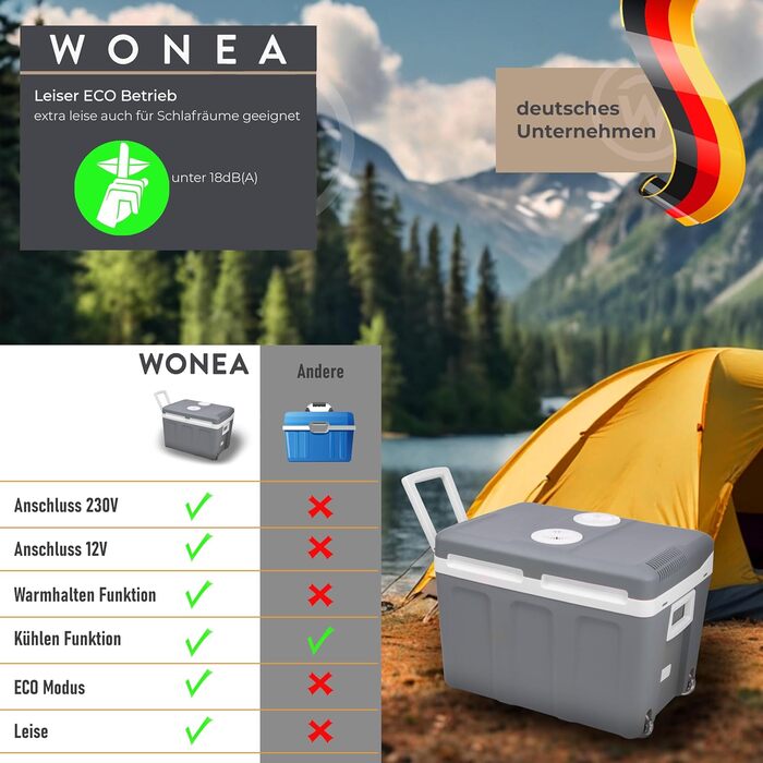 Електричний холодильник об&39ємом 45 літрів, 12 В, 230 В, охолодження та обігрів, термоелектричний холодильник на колесах, для автомобіля, вантажівки, міні-холодильника, термобоксу для автомобіля, човна, кемпінгу, тихий еко-режим