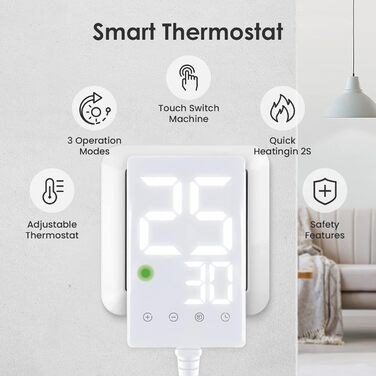 Інфрачервоний обігрівач потужністю 500 Вт з термостатом Настінний інфрачервоний обігрівач для 8-15 м Електричний обігрівач із захистом від перегріву Сенсорний термостат Сертифіковано TV та має 10-річну гарантію