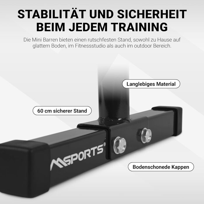 Фітнес-паралети MSPORTS стабільні міні-бруси/міні-бруси для калістеніки, вправ з власною вагою та тренувань усього тіла ідеально підходять для віджимань, віджимань, L-подібних положень, кріплення пресу та мобільності. Чорний колір