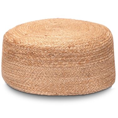 Декоративний пуф-табурет подушка для сидіння в стилі татамі, плетена з джуту пуф у стилі бохо круглий табурет 40 см x 15 см, натуральний колір