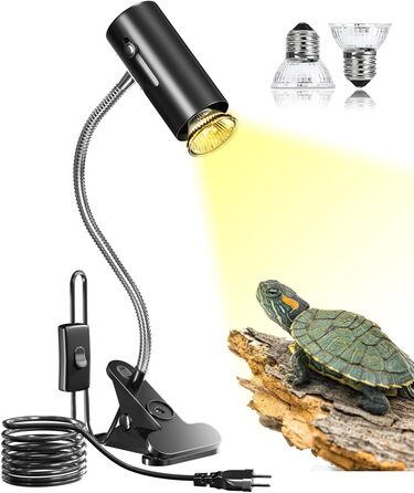 Лампа для тераріуму BrightArk Turtle Heat Lamp 50W UVA/UVB Reptilium Heater Lamp with Regulated Clip Cover E27 Pattern Cover for Cherry Spider, Jastrits, Amphibias (2 лампочки в комплекті)