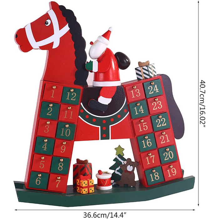 Дерев'яний календар Санта-Клауса на 24 дні Uqezagpa