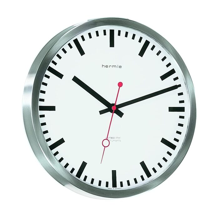 Настінний годинник Hermle Uhrenmanufaktur 30471-002100, Ø 30см x 5см, сріблястий