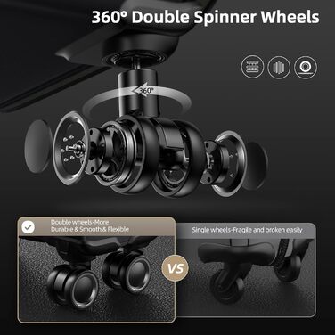 Набір валіз SHOWKOO Softshell 3 шт., розширювані, легкі та міцні, з подвійними колесами, що обертаються на 360, та TSA-замком, розміри 50,8 см, 61 см, 71,1 см, чорний колір