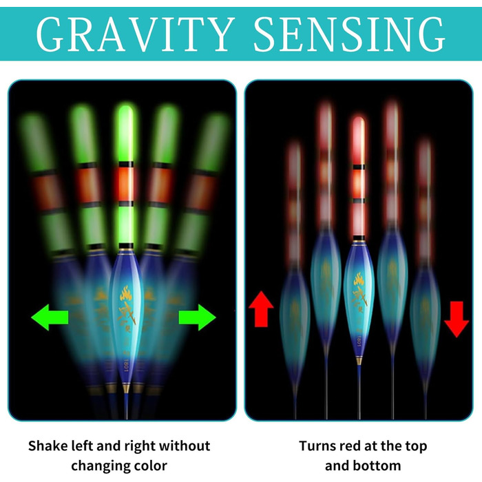 Рибальські поплавці, Набір з 3 світлодіодних рибальських поплавців, Риболовля на поплавці, Рибальські поплавці, Рибальські аксесуари, Риболовля на поплавці з датчиком сили тяжіння, Набір рибальських поплавців, Риболовля на озерах, річках або ставках